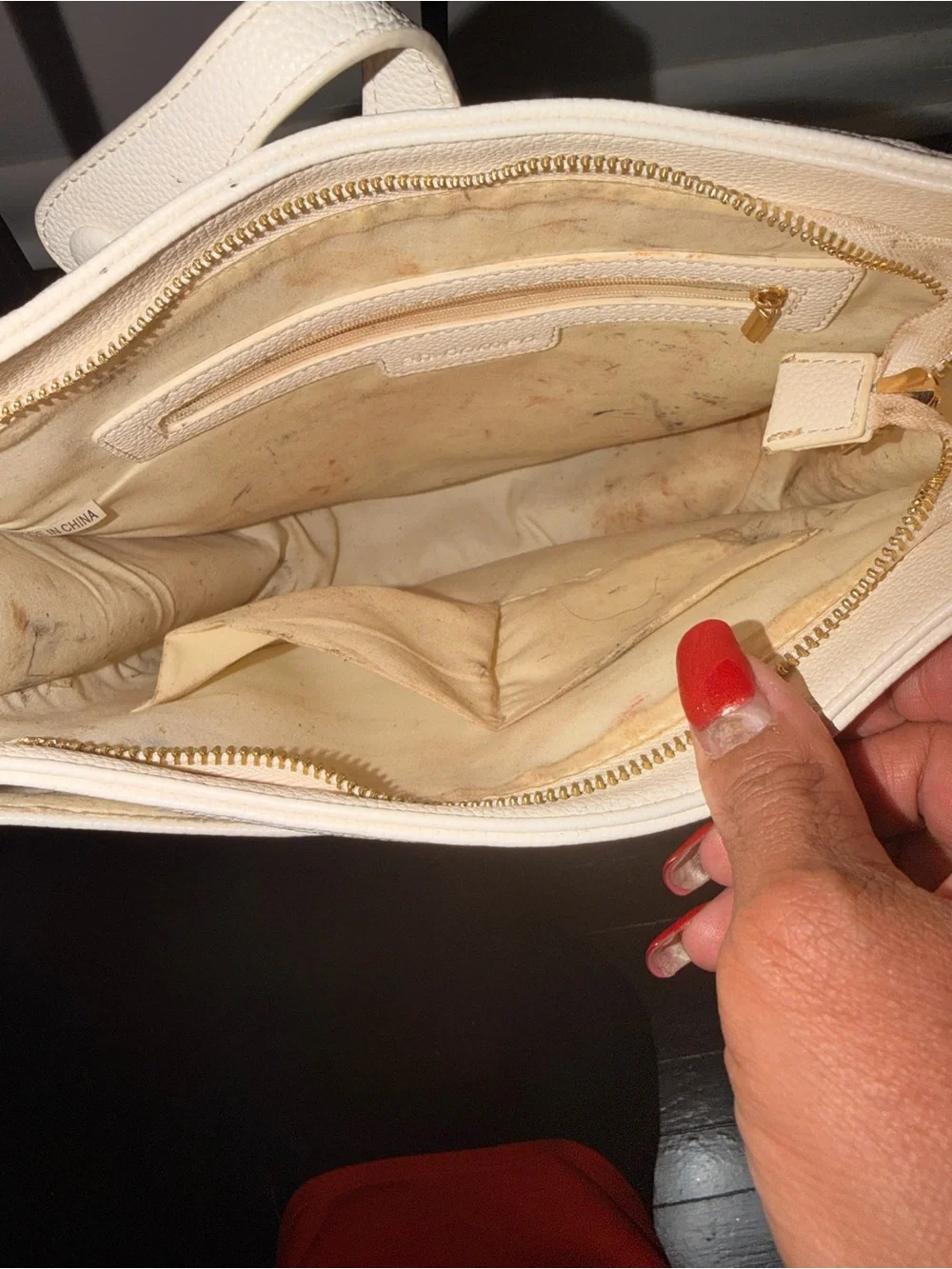 Women’s White Crossbody Bag with Patterned Strap